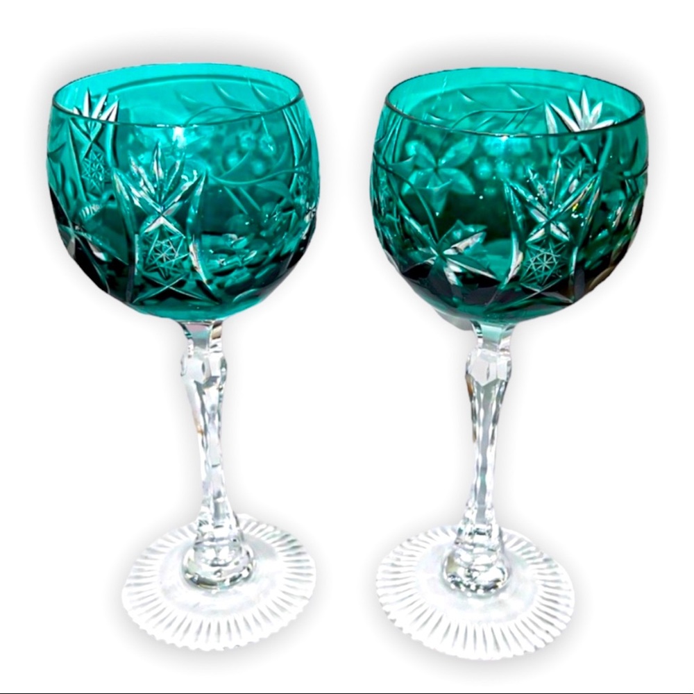 Nachtmann Traube Crystal wine glasses vintage set of two Cut to Clear